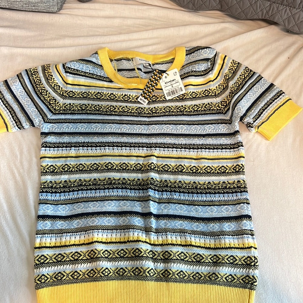 Short sleeve fair isle retro sweater